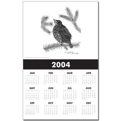 Robin Pen and Ink Calendar Print by NANCE