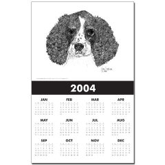 English Springer Spaniel Pen and Ink Calendar Print by NANCE