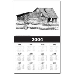 Old Country Woodshed Pen and Ink Calendar Print by NANCE