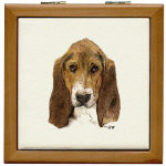 Basset Hound Watercolor Tile/Coaster Box by NANCE