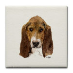 Basset Hound Watercolor Tile/Coaster by NANCE