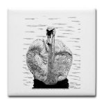 Swan Pen and Ink Tile/Coaster by NANCE