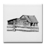 Old Country Woodshed Pen and Ink Tile/Coaster by NANCE