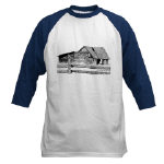 Old Country Woodshed Pen and Ink Baseball Jersey by NANCE
