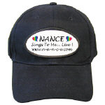 NANCE Sings To Me Live Caption on Black Baseball Cap with Rainbow Hearts