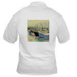 Digby Nova Scotia Fishing Boats Watercolor Golf Shirt by NANCE