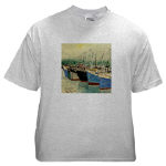 Digby Nova Scotia Fishing Boats Watercolor Ash Grey T-Shirt by NANCE