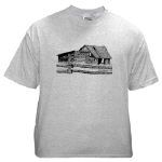 Old Country Woodshed Pen and Ink Ash Grey T-Shirt by NANCE