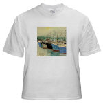 Digby Nova Scotia Fishing Boats Watercolor White T-Shirt by NANCE