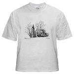St. Andrews Presbyterian Church Stirling Ontario Canada Pen and Ink White T-Shirt by NANCE