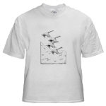 Geese Pen and Ink White T-Shirt by NANCE