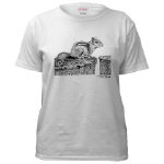 Chipmunk Pen and Ink White T-Shirt by NANCE