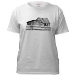 Old Country Woodshed Pen and Ink White T-Shirt by NANCE