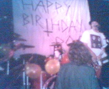 Chris singing..... what a beautiful banner!