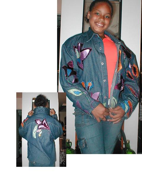 Appliqued and beaded denim jacket