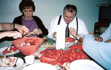Sam Austin eating lobster feed
