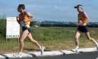 Peter Gillies holding a slender lead over Eric Phimister at 14km