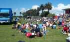 The crowd enjoy the weather at the prizegiving