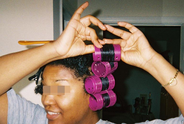 I keep my hair taunt as I roll it on the roller, again to get a smooth set