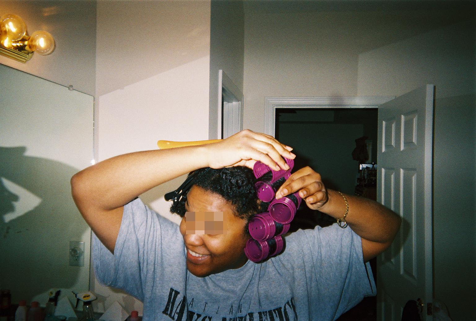I also keep the rolled hair tight to ensure a smooth set