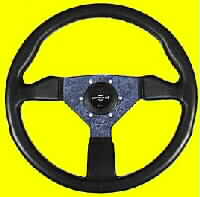 PERSONAL GRINTA V BLACK LEATHER/STRIPPED SPOKES VIOLET STEERING WHEEL 350 mm