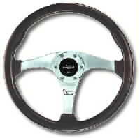 PERSONAL MONZA W MAHOGANY WOOD/POLISHED SPOKES 365 mm STEERING WHEEL