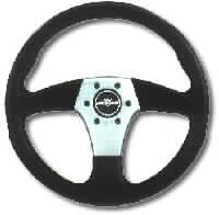 PERSONAL SPRINT 3 BLACK LEATHER/CENTER PAD TINTED POLISHED GREY STEERING WHEEL