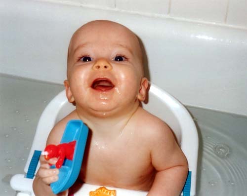 John taking a bath
