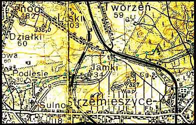 Jamki na mapie z 1933 r.