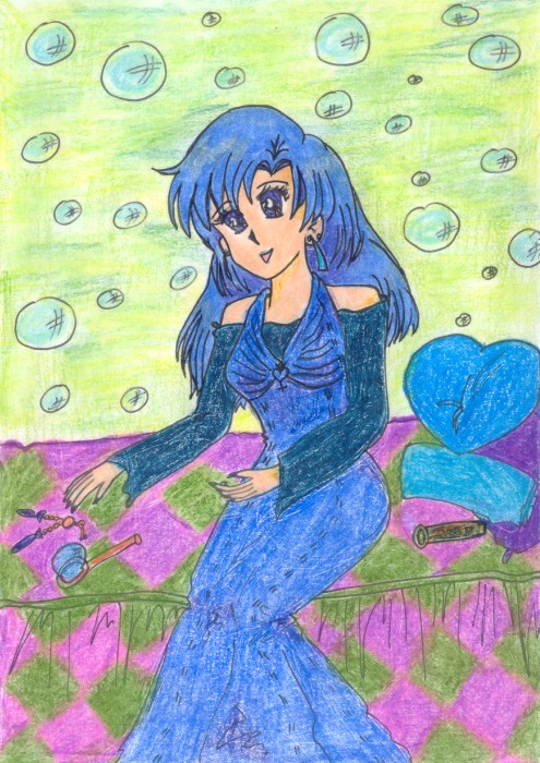 Mizumi Urawa making bubbles in her room