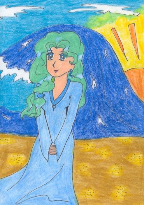 Suiko Kaiou walking by the sea.