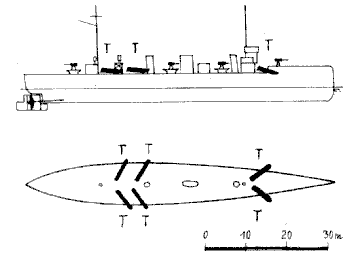 Bokorys torpedoborce Onion -&nbsp;p�evzato&nbsp;z&nbsp;ro�enky&nbsp;NAUMACHIA&nbsp;1985