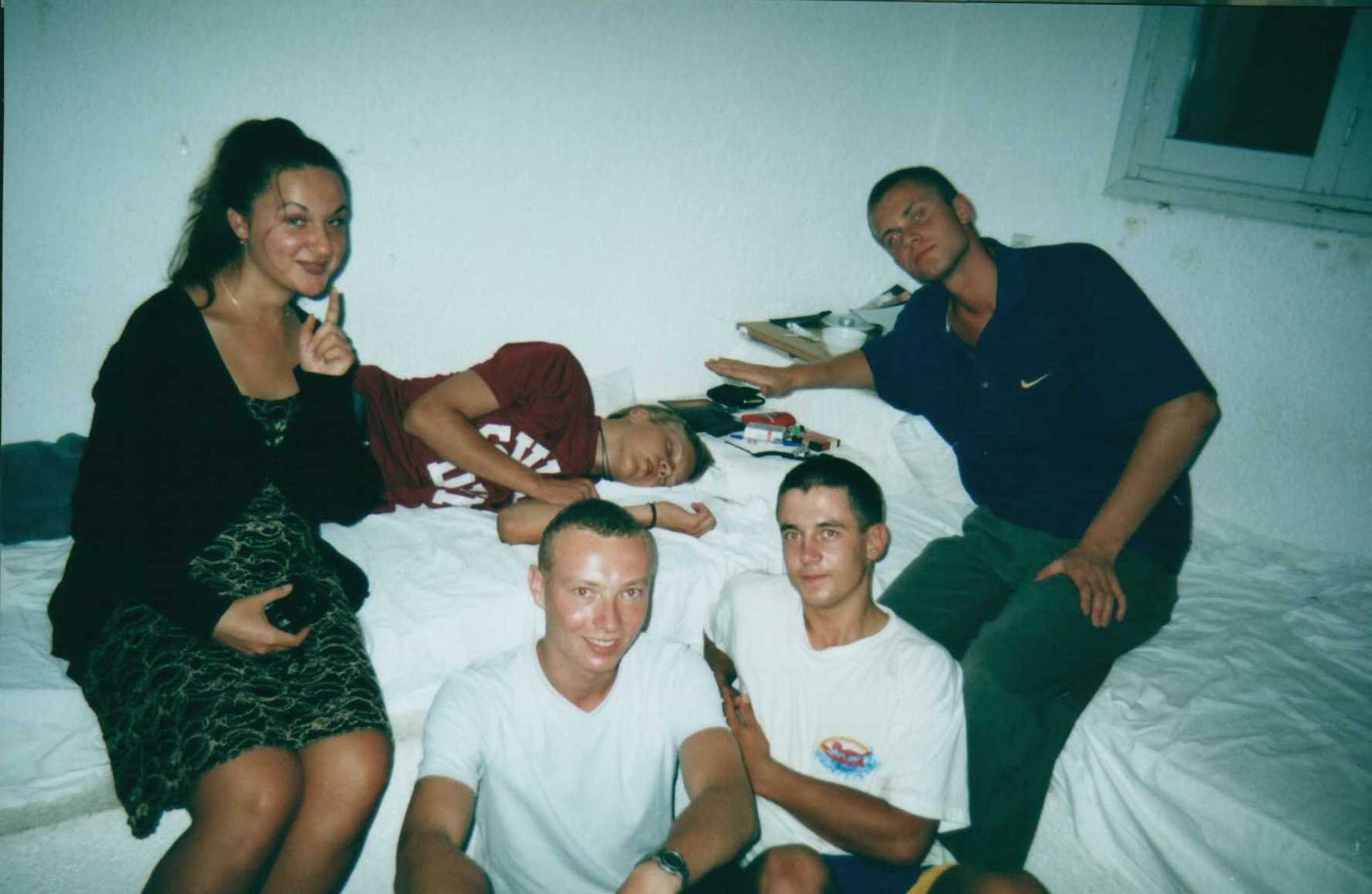 Tired from alcohol.