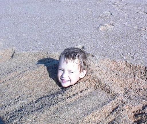 Barry buried in the sand