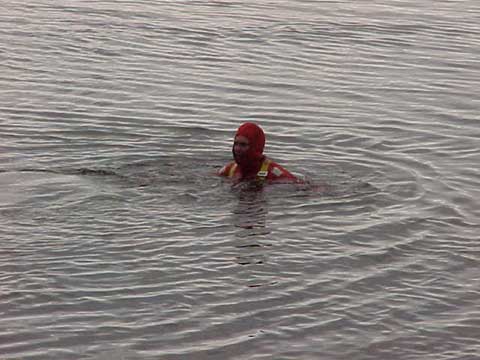 Howie waiting to be rescued