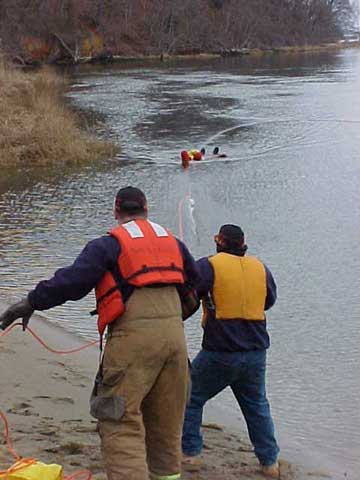 Bill and Bill pull Ken (rescuer) and Greg (victim) to safty