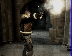 Leon, "calmando" a algun zombie