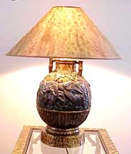 Nancy's Jungle Lamp with painted shade.