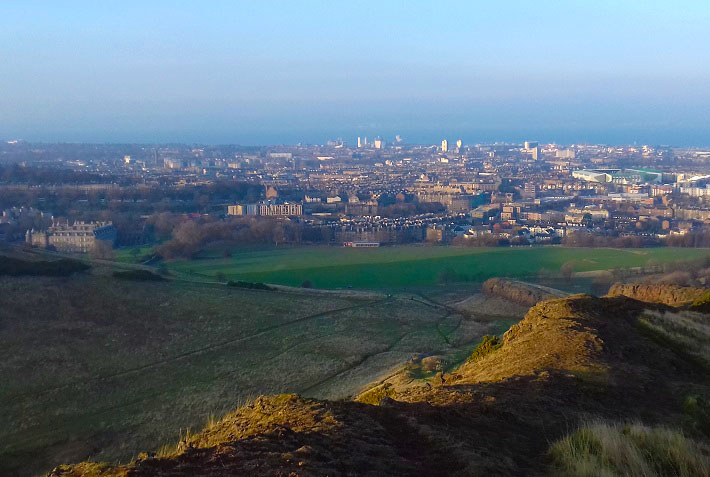Image of the view towards the Firth of Forth from the top of Arthur's Seat