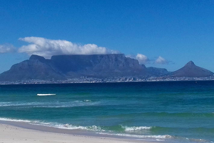 Image of Table Mountain and Cape Town, from across Table Bay