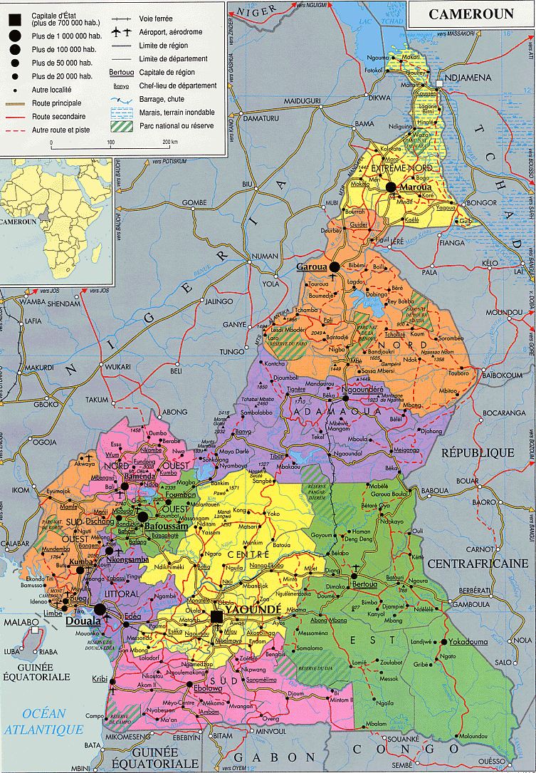 detailed map of Cameroon