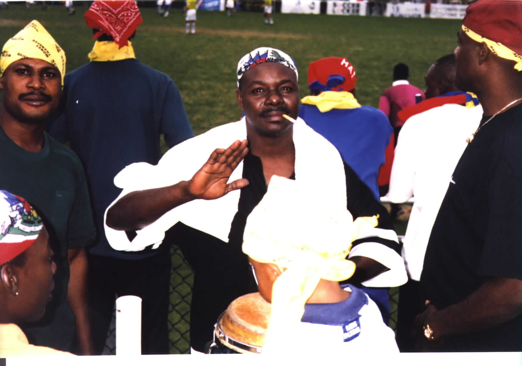 (Haitian supporters displaying their national colors.)Picture taken and provided by Noe Dorestant... Give credit where credit is due.