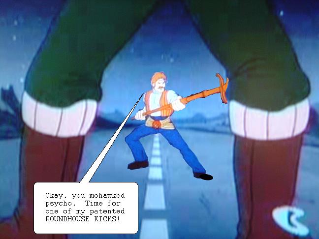 finally.  The showdown of two titans.  Chuck Norris opens with a threat to roundhouse kick.