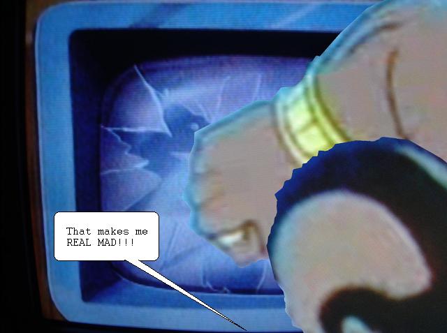Mr. T totally punched the TV, like POW.