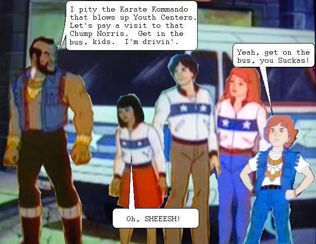 Mr. T and the kids get on the bus