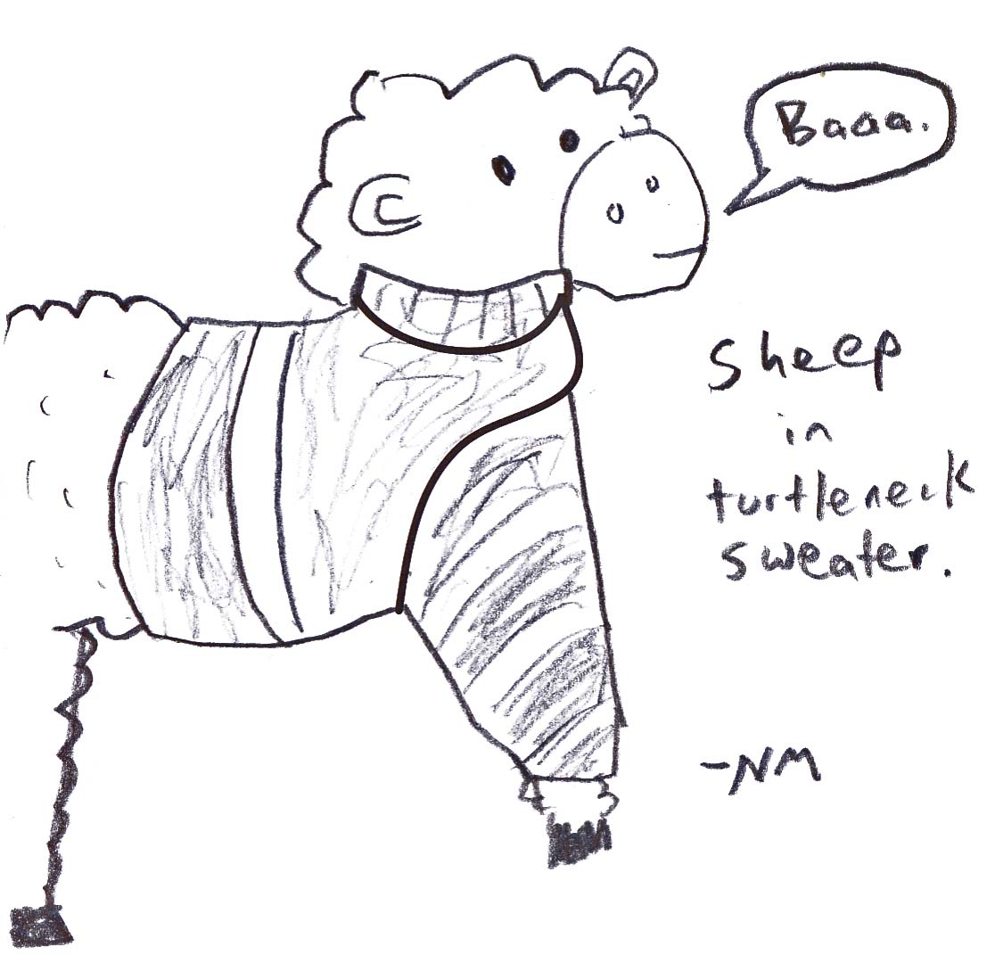 sheep in turtleneck sweater