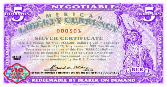 $5 Certificate Front