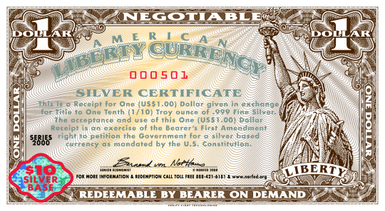 $1 Certificate Front