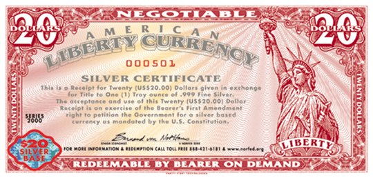 $20 Certificate Front