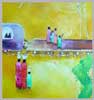 Title, The Train,  Size, 50 x 45  C.m,  Media- Oil on canvas,  Year 2004